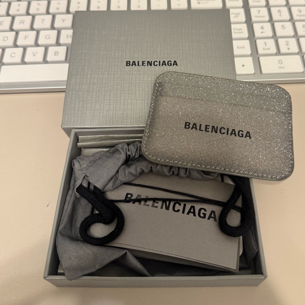 Balenciaga ID Card Holder Wallet Silver